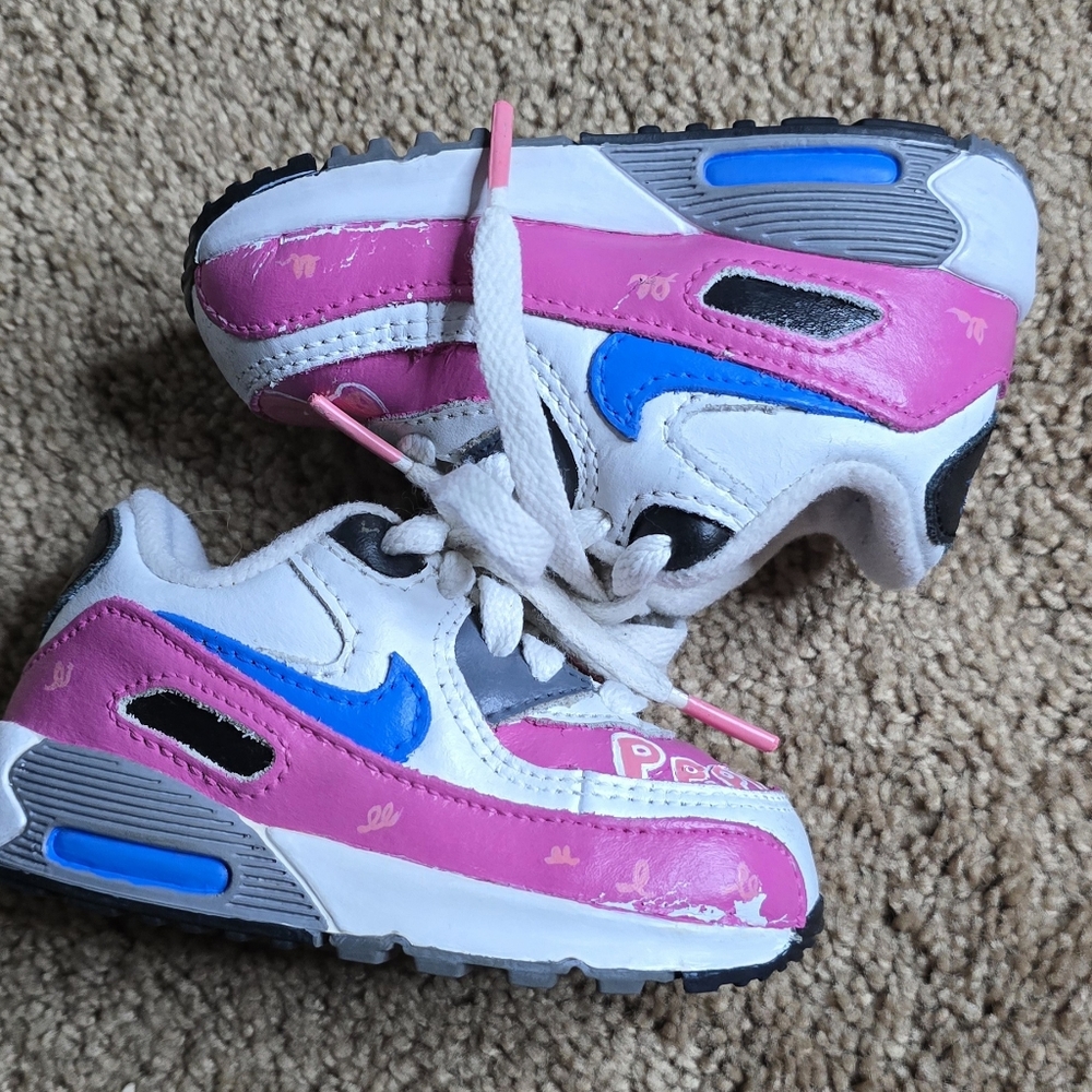 Custom Peppa Pig Air Max Nikes Kids Pink and Blue Sneakers